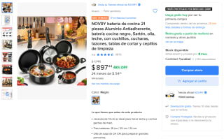 Batería de cocina NOVRY 21 piezas por $897 | Oferta Mercado Libre