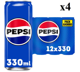 4 Packs de PEPSI Refresco de cola con 12 latas de 33 cl por 18.09€