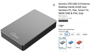 Sonnics 2TB USB 3.0 Externe Desktop Harde Schijf voor €79,99 bij Amazon