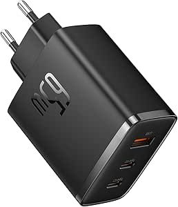 Baseus 65W cargador GaN 3 puertos negro por 17,99€