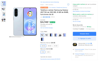 Samsung Galaxy A57 5G 128GB por $4,640 en Mercado Libre