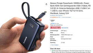Baseus Picogo Powerbank 10000mAh voor €25,99 bij Amazon