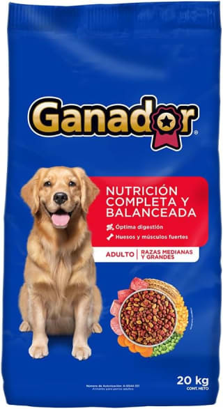 Alimento seco Ganador 20kg por $684 en Amazon