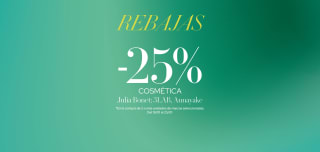 25% descuento por la compra de 2 o más cosméticos seleccionados