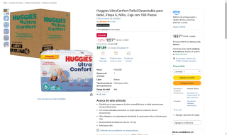 Huggies UltraConfort Pañal Etapa 6 Niño 180u por $897 | Amazon