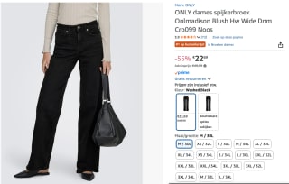 ONLY Wide leg Jeans in Black Denim voor €22,69 bij Amazon