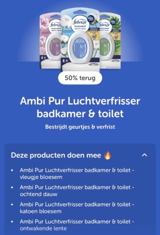 Ambi Pur luchtverfrisser Lenor ontwakende lente gratis na cashback via Tikkie en AH