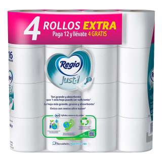 Papel Higiénico Regio Just 16 Piezas por $150 en Chedraui