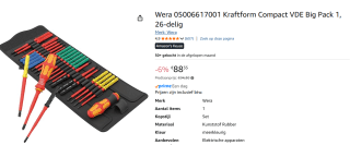 Wera 05006617001 Bitschroevendraaier VDE 26-delig voor €88,35 bij Amazon