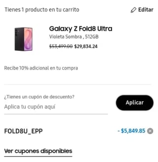 Samsung Galaxy Z Fold8 Ultra 512GB por $28,834 con Banamex