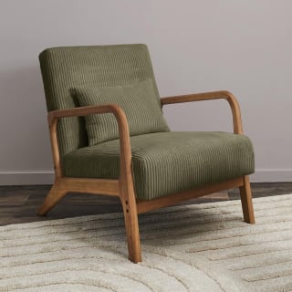 Fauteuil velours Andrew kaki pour 99,99€ chez B&M