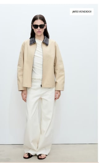 Chaqueta algodón cuello contraste por 17.99€