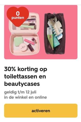 30% korting op toilettassen en beautycases met de Hema app