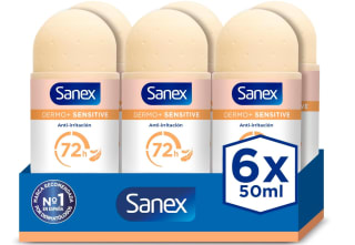Pack 6 x 50ml deSanex Dermo+ Sensitive Desodorante Antitranspirante Roll-On a 6.23€