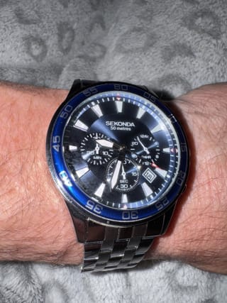 Sekonda Jenson Men’s 44mm Chronograph Quartz Watch – Black & Silver, Stainless Steel