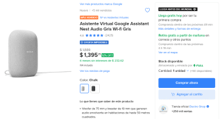 Altavoz Google Nest Audio por $1,396 | Oferta Mercado Libre