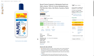 Nuvel Crema Corporal e Hidratante Facial con Miel y Avena por $26 | Amazon