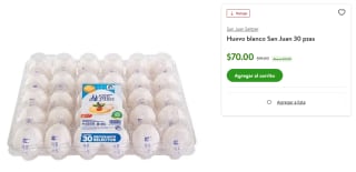 Huevo Blanco San Juan 30 Piezas por $70 | Oferta Bodega Aurrera