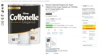 Kleenex Cottonelle Elegance XL (18 rollos) por $116 en Amazon
