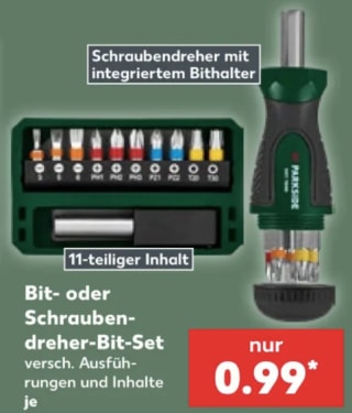 Parkside schroevendraaier met geïntegreerde bitset voor €0,99 bij Kaufland