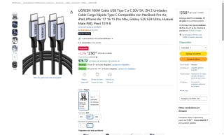 Cable UGREEN 100W USB-C a C 2m por $230 | Oferta Amazon