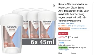Rexona Women Maximum 6 stuks van 45ml voor €19,37 bij Amazon