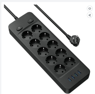 Multiprise électrique 4000W de 10 prises avec 4 ports USB Bloc Parafoudre à 29,99€