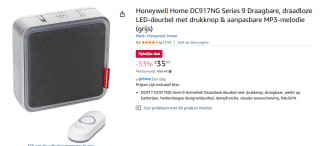 Honeywell DC917NG - Draadloze deurbelset voor €35,17 bij Amazon