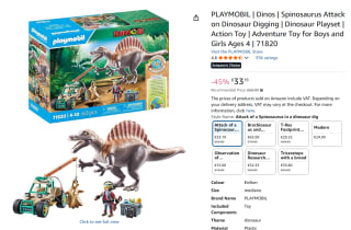 PLAYMOBIL Dinos Spinosaurus aanval voor €33,19 bij Amazon