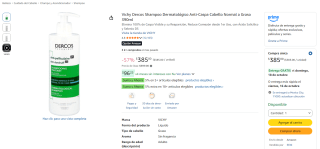 Vichy Dercos Shampoo Dermatológico Anti-Caspa 390ml por $385 en Amazon