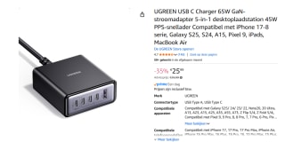 UGREEN USB C Charger 65W GaN-stroomadapter 5-in-1 voor €25,99 bij Amazon