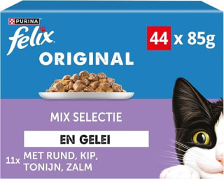 Felix Mix Selectie in Gelei (44 x 85g, 3,7kg) voor €12,99 bij Amazon