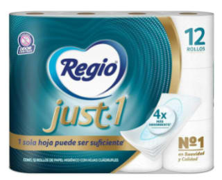Papel Higiénico Regio Just 1 12 Rollos con Hojas Cuadruples por $118 | Chedraui