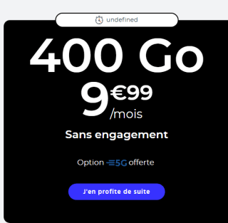 Forfait Mobile Cdiscount Mobile - Appels/SMS/MMS Illimité, 400 Go à 9,99€