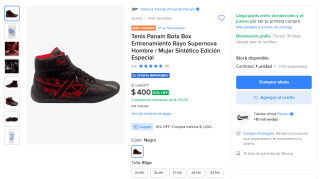 Tenis Panam Bota Box Rayo Supernova por $400 | Oferta Mercado Libre