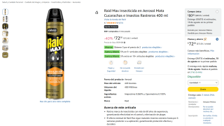Raid Max Insecticida en Aerosol 400 ml por $48 en Amazon