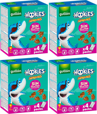 Galletas sin gluten Gullón Hookies Mini Sharkies 160 g (4x40 g) por 3,80€