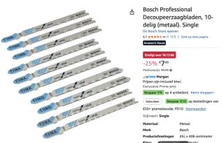 Bosch Accessories Set decoupeerzaagbladen voor €7,49 bij Amazon
