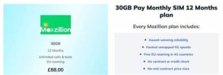 Mozillion 80GB 5G SIM Only Plan for £52 Upfront + £4 Monthly