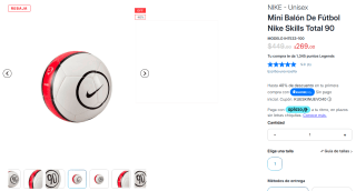 Mini Balón de Fútbol Nike Skills Total 90 por $269 en Innovasport