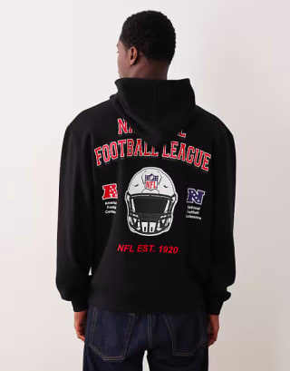 ASOS DESIGN sudadera NFL negra holgada capucha talla M por 11,99€