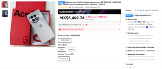 OnePlus Ace5 256GB por $4,643 | AliExpress