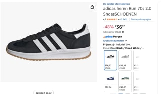 Adidas Run 70s 2.0 heren sneakers zwart wit voor €36,57 bij Amazon