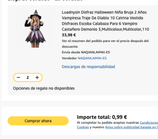2 disfraces Bruja con Accesorios para Halloween y Carnaval por solo 0.99€