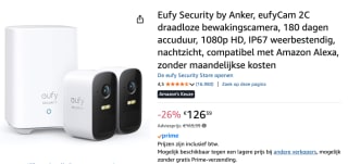 Eufy Security by Anker, eufyCam 2C ( station + 2 camera;s) voor €126,39 bij Amazon