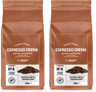 by Amazon Café en Grains Espresso Crema 1 kg (2 x 500 g) pour 12,56€ chez Amazon