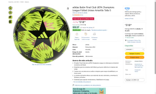 Balón adidas Final Club UEFA Champions por $318 | Oferta Amazon