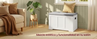 VASAGLE Banco Arcón con Tapa, 2 Bisagras de Seguridad por 50.99€