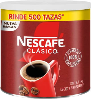 Nescafé Clásico Café 100% Puro soluble bote de 1 kg por $486 en Amazon