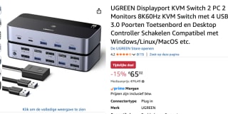 UGREEN Displayport KVM Switch 2 voor €65,02 bij Amazon